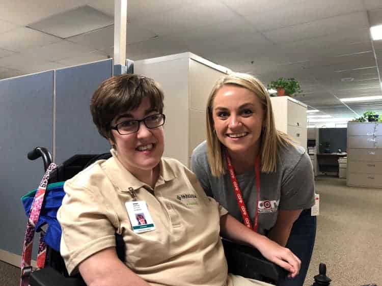 Cayla and her Employment Specialist, Mandy, at Parkview Health.